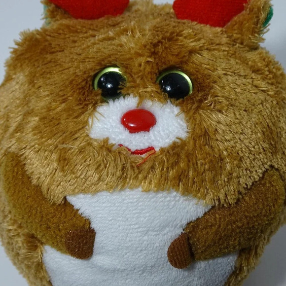 Ty Beanie Hoofer Ball Plush Reindeer Christmas Toy With Red Antlers 2011 5 inch - Picture 4 of 5